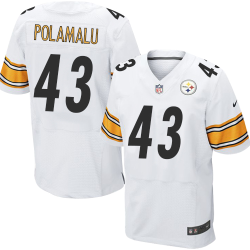 Men's Elite Troy Polamalu Nike Jersey White Road - #43 NFL Pittsburgh Steelers